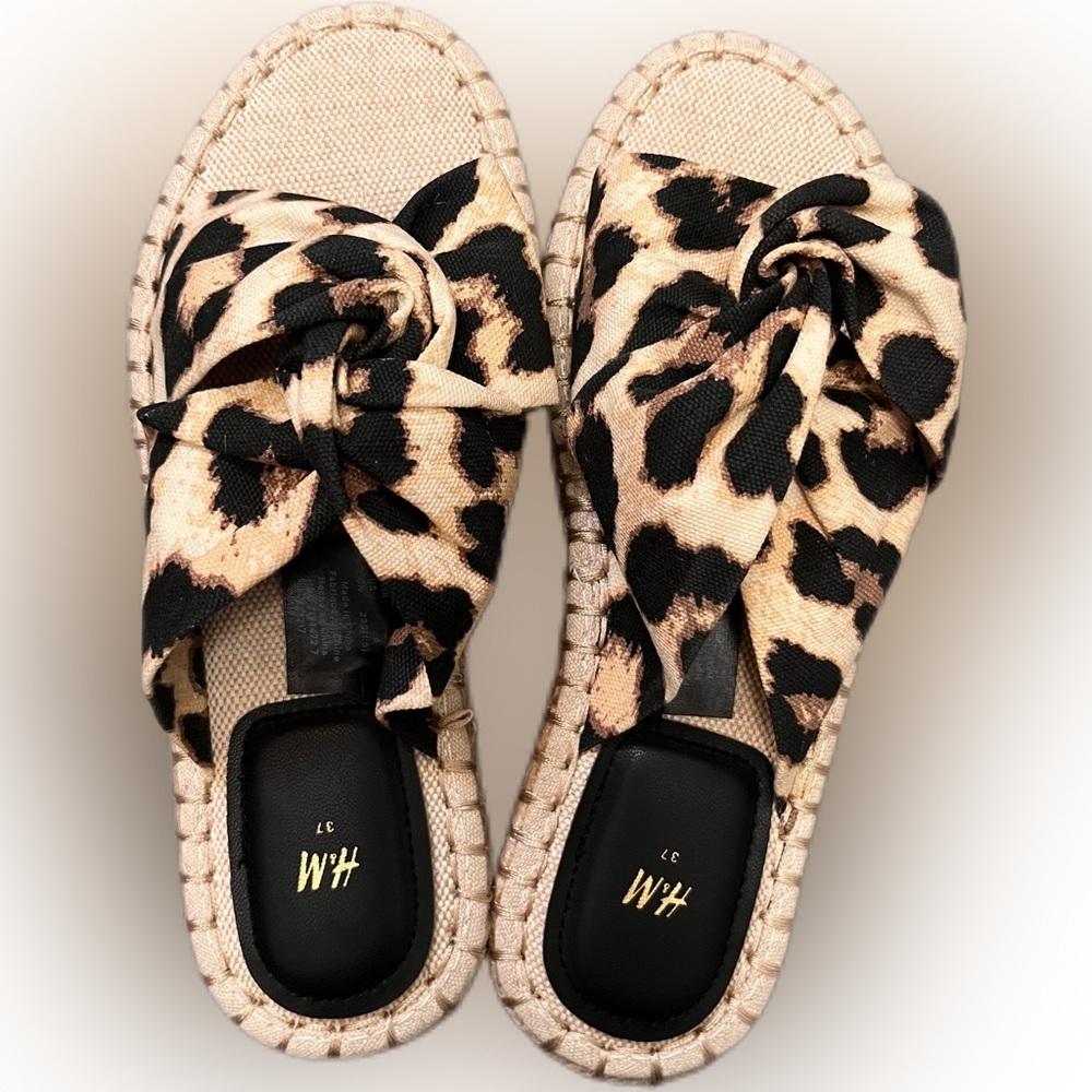 H&M Leopard Print Sandals - Black and Tan